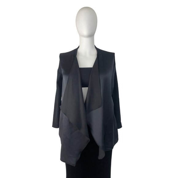 Calvin Klein Womens Black Open Front Draped Cardigan XL - Picture 1 of 8
